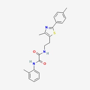 molecular formula C22H23N3O2S B2605959 N-{2-[4-methyl-2-(4-methylphenyl)-1,3-thiazol-5-yl]ethyl}-N'-(2-methylphenyl)ethanediamide CAS No. 894013-73-1