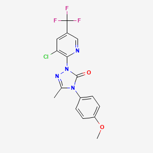 molecular formula C16H12ClF3N4O2 B2605973 2-[3-氯-5-(三氟甲基)-2-吡啶基]-4-(4-甲氧基苯基)-5-甲基-2,4-二氢-3H-1,2,4-三唑-3-酮 CAS No. 861206-12-4