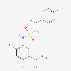 molecular formula C15H10ClF2NO4S B2605975 5-[[(E)-2-(4-氯苯基)乙烯基]磺酰胺基]-2,4-二氟苯甲酸 CAS No. 1281688-57-0