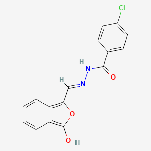 molecular formula C16H11ClN2O3 B2605976 4-chloro-N'-{[(1Z)-3-oxo-1,3-dihydro-2-benzofuran-1-ylidene]methyl}benzohydrazide CAS No. 320424-84-8