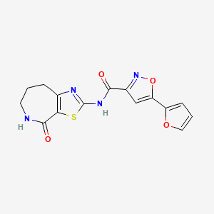 molecular formula C15H12N4O4S B2605982 5-(furan-2-yl)-N-(4-oxo-5,6,7,8-tetrahydro-4H-thiazolo[5,4-c]azepin-2-yl)isoxazole-3-carboxamide CAS No. 1797160-57-6