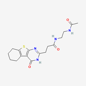 molecular formula C17H22N4O3S B2605983 N-(2-乙酰氨基乙基)-3-(4-氧代-5,6,7,8-四氢-3H-[1]苯并噻唑[2,3-d]嘧啶-2-基)丙酰胺 CAS No. 686735-89-7