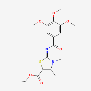 molecular formula C18H22N2O6S B2605998 Ethyl 3,4-dimethyl-2-(3,4,5-trimethoxybenzoyl)imino-1,3-thiazole-5-carboxylate CAS No. 327971-75-5