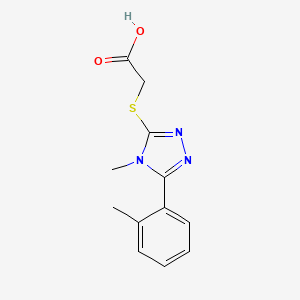 molecular formula C12H13N3O2S B2606002 {[4-Methyl-5-(2-methylphenyl)-4H-1,2,4-triazol-3-YL]sulfanyl}acetic acid CAS No. 332936-67-1