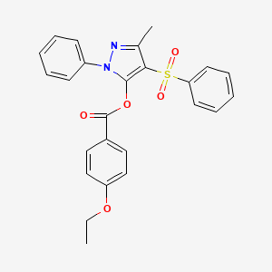 molecular formula C25H22N2O5S B2606005 3-methyl-1-phenyl-4-(phenylsulfonyl)-1H-pyrazol-5-yl 4-ethoxybenzoate CAS No. 851092-71-2