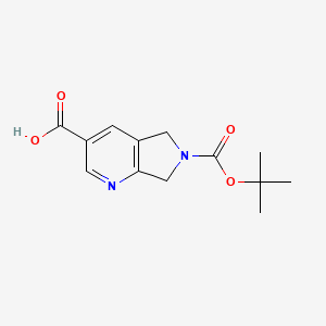 molecular formula C13H16N2O4 B2606014 6-[(tert-butoxy)carbonyl]-5H,6H,7H-pyrrolo[3,4-b]pyridine-3-carboxylic acid CAS No. 1618083-75-2