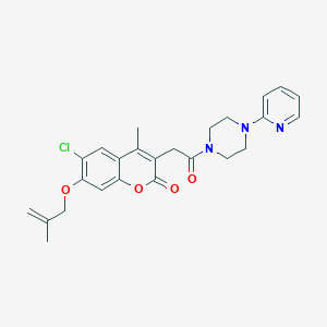 6-chloro-4-methyl-7-[(2-methyl-2-propenyl)oxy]-3-{2-oxo-2-[4-(2-pyridinyl)-1-piperazinyl]ethyl}-2H-chromen-2-one