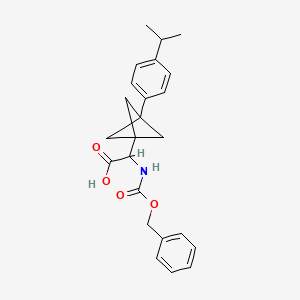 molecular formula C24H27NO4 B2606021 2-(Phenylmethoxycarbonylamino)-2-[3-(4-propan-2-ylphenyl)-1-bicyclo[1.1.1]pentanyl]acetic acid CAS No. 2287266-10-6