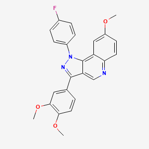 molecular formula C25H20FN3O3 B2606026 3-(3,4-dimethoxyphenyl)-1-(4-fluorophenyl)-8-methoxy-1H-pyrazolo[4,3-c]quinoline CAS No. 901005-58-1