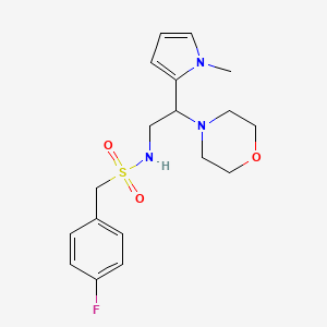 molecular formula C18H24FN3O3S B2606029 1-(4-氟苯基)-N-(2-(1-甲基-1H-吡咯-2-基)-2-吗啉乙基)甲磺酰胺 CAS No. 1049392-88-2