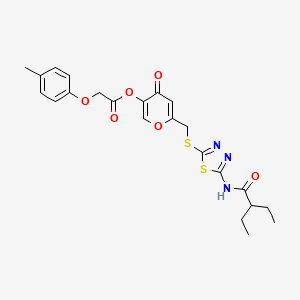 6-(((5-(2-ethylbutanamido)-1,3,4-thiadiazol-2-yl)thio)methyl)-4-oxo-4H-pyran-3-yl 2-(p-tolyloxy)acetate