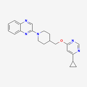 molecular formula C21H23N5O B2606033 2-(4-(((6-Cyclopropylpyrimidin-4-yl)oxy)methyl)piperidin-1-yl)quinoxaline CAS No. 2309780-79-6