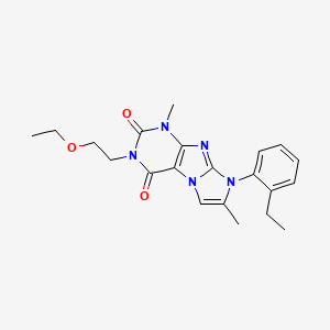 molecular formula C21H25N5O3 B2606035 3-(2-ethoxyethyl)-8-(2-ethylphenyl)-1,7-dimethyl-1H-imidazo[2,1-f]purine-2,4(3H,8H)-dione CAS No. 887465-86-3