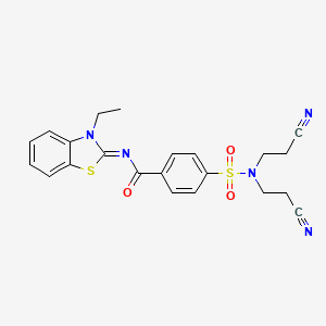 molecular formula C22H21N5O3S2 B2606042 (Z)-4-(N,N-双(2-氰乙基)磺酰胺基)-N-(3-乙基苯并[d]噻唑-2(3H)-亚烷基)苯甲酰胺 CAS No. 850910-74-6