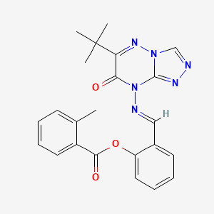 molecular formula C23H22N6O3 B2606047 2-{(E)-[(6-tert-butyl-7-oxo[1,2,4]triazolo[4,3-b][1,2,4]triazin-8(7H)-yl)imino]methyl}phenyl 2-methylbenzoate CAS No. 539813-04-2