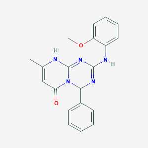 molecular formula C20H19N5O2 B260605 2-(2-methoxyanilino)-8-methyl-4-phenyl-4,9-dihydropyrimido[1,2-a][1,3,5]triazin-6-one 