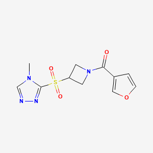 molecular formula C11H12N4O4S B2606067 furan-3-yl(3-((4-methyl-4H-1,2,4-triazol-3-yl)sulfonyl)azetidin-1-yl)methanone CAS No. 2034444-01-2