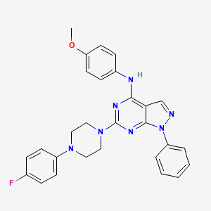 molecular formula C28H26FN7O B2606072 6-[4-(4-fluorophenyl)piperazin-1-yl]-N-(4-methoxyphenyl)-1-phenyl-1H-pyrazolo[3,4-d]pyrimidin-4-amine CAS No. 946289-67-4