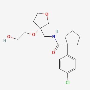 molecular formula C19H26ClNO4 B2606075 1-(4-氯苯基)-N-((3-(2-羟乙氧基)四氢呋喃-3-基)甲基)环戊烷-1-甲酰胺 CAS No. 2320884-98-6