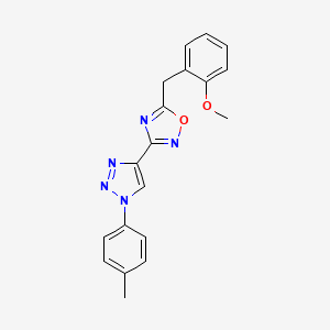 molecular formula C19H17N5O2 B2606079 5-(2-methoxybenzyl)-3-(1-(p-tolyl)-1H-1,2,3-triazol-4-yl)-1,2,4-oxadiazole CAS No. 1251689-67-4
