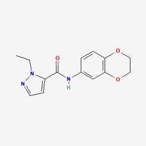 molecular formula C14H15N3O3 B2606082 N-(2,3-dihydrobenzo[b][1,4]dioxin-6-yl)-1-ethyl-1H-pyrazole-5-carboxamide CAS No. 1017992-76-5