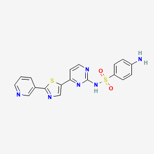 molecular formula C18H14N6O2S2 B2606084 4-amino-N-{4-[2-(3-pyridinyl)-1,3-thiazol-5-yl]-2-pyrimidinyl}benzenesulfonamide CAS No. 1210769-98-4