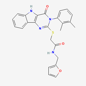 molecular formula C25H22N4O3S B2606087 2-((3-(2,3-dimethylphenyl)-4-oxo-4,5-dihydro-3H-pyrimido[5,4-b]indol-2-yl)thio)-N-(furan-2-ylmethyl)acetamide CAS No. 888452-16-2