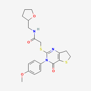 2-[[3-(4-methoxyphenyl)-4-oxo-6,7-dihydrothieno[3,2-d]pyrimidin-2-yl]sulfanyl]-N-(oxolan-2-ylmethyl)acetamide
