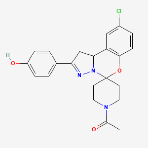 molecular formula C22H22ClN3O3 B2606101 1-(9-氯-2-(4-羟基苯基)-1,10b-二氢螺并[苯并[e]吡唑并[1,5-c][1,3]恶嗪-5,4'-哌啶]-1'-基)乙酮 CAS No. 899972-18-0