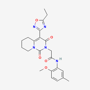 molecular formula C22H25N5O5 B2606103 2-[4-(5-ethyl-1,2,4-oxadiazol-3-yl)-1,3-dioxo-5,6,7,8-tetrahydro-1H-pyrido[1,2-c]pyrimidin-2(3H)-yl]-N-(2-methoxy-5-methylphenyl)acetamide CAS No. 1775554-74-9