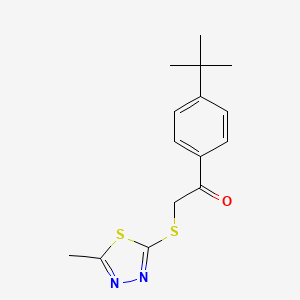 molecular formula C15H18N2OS2 B2606105 1-(4-Tert-butylphenyl)-2-[(5-methyl-1,3,4-thiadiazol-2-yl)sulfanyl]ethanone CAS No. 690646-22-1