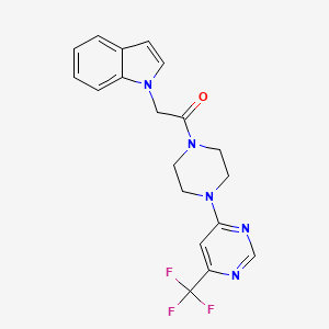 molecular formula C19H18F3N5O B2606118 2-(1H-indol-1-yl)-1-(4-(6-(trifluoromethyl)pyrimidin-4-yl)piperazin-1-yl)ethanone CAS No. 2034599-87-4