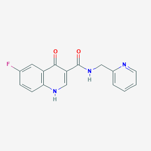 molecular formula C16H12FN3O2 B2606122 6-氟-4-羟基-N-(吡啶-2-基甲基)喹啉-3-甲酰胺 CAS No. 951958-26-2