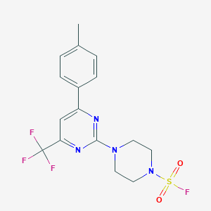 molecular formula C16H16F4N4O2S B2606125 4-[4-(4-Methylphenyl)-6-(trifluoromethyl)pyrimidin-2-yl]piperazine-1-sulfonyl fluoride CAS No. 2411245-94-6