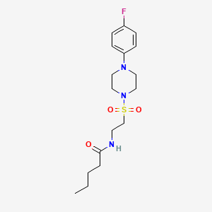 molecular formula C17H26FN3O3S B2606135 N-(2-((4-(4-氟苯基)哌嗪-1-基)磺酰基)乙基)戊酰胺 CAS No. 897618-41-6