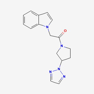 molecular formula C16H17N5O B2606138 1-(3-(2H-1,2,3-triazol-2-yl)pyrrolidin-1-yl)-2-(1H-indol-1-yl)ethanone CAS No. 2034250-66-1