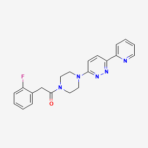 molecular formula C21H20FN5O B2606140 2-(2-氟苯基)-1-(4-(6-(吡啶-2-基)嘧啶-3-基)哌嗪-1-基)乙酮 CAS No. 1058248-72-8