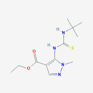 molecular formula C12H20N4O2S B2606151 5-[{[(叔丁基氨基)羰硫基]氨基}-1-甲基-1H-吡唑-4-羧酸乙酯 CAS No. 956441-35-3