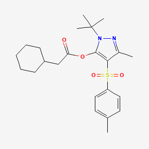 molecular formula C23H32N2O4S B2606157 1-(tert-butyl)-3-methyl-4-tosyl-1H-pyrazol-5-yl 2-cyclohexylacetate CAS No. 851082-08-1