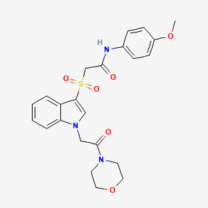 molecular formula C23H25N3O6S B2606161 N-(4-methoxyphenyl)-2-((1-(2-morpholino-2-oxoethyl)-1H-indol-3-yl)sulfonyl)acetamide CAS No. 878059-45-1