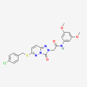 molecular formula C22H20ClN5O4S B2606162 2-[6-[(4-chlorobenzyl)thio]-3-oxo[1,2,4]triazolo[4,3-b]pyridazin-2(3H)-yl]-N-(3,5-dimethoxyphenyl)acetamide CAS No. 1040643-07-9