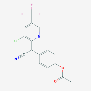 molecular formula C16H10ClF3N2O2 B2606164 4-[[3-Chloro-5-(trifluoromethyl)-2-pyridinyl](cyano)methyl]phenyl acetate CAS No. 338410-39-2