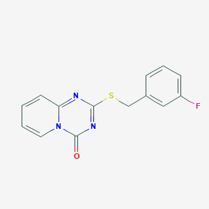 molecular formula C14H10FN3OS B2606166 2-[(3-Fluorophenyl)methylsulfanyl]pyrido[1,2-a][1,3,5]triazin-4-one CAS No. 896330-49-7