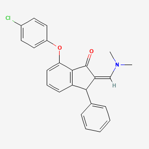 molecular formula C24H20ClNO2 B2606171 7-(4-Chlorophenoxy)-2-[(dimethylamino)methylene]-3-phenyl-1-indanone CAS No. 339115-98-9