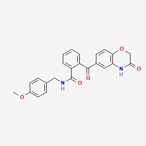 N-[(4-methoxyphenyl)methyl]-2-(3-oxo-4H-1,4-benzoxazine-6-carbonyl)benzamide