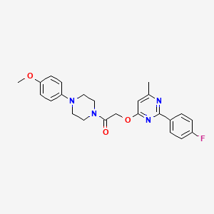 molecular formula C24H25FN4O3 B2606194 2-((2-(4-氟苯基)-6-甲基嘧啶-4-基)氧基)-1-(4-(4-甲氧苯基)哌嗪-1-基)乙酮 CAS No. 1216579-12-2