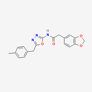 molecular formula C19H17N3O4 B2606202 2-(benzo[d][1,3]dioxol-5-yl)-N-(5-(4-methylbenzyl)-1,3,4-oxadiazol-2-yl)acetamide CAS No. 1171036-21-7