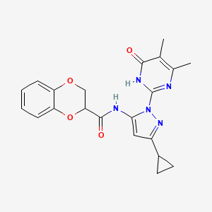 N-(3-cyclopropyl-1-(4,5-dimethyl-6-oxo-1,6-dihydropyrimidin-2-yl)-1H-pyrazol-5-yl)-2,3-dihydrobenzo[b][1,4]dioxine-2-carboxamide