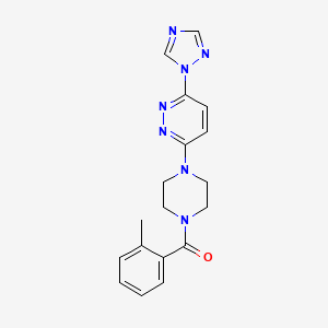molecular formula C18H19N7O B2606215 (4-(6-(1H-1,2,4-三唑-1-基)嘧啶-3-基)哌嗪-1-基)(邻甲苯基)甲酮 CAS No. 1797026-66-4