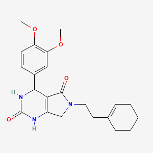 molecular formula C22H27N3O4 B2606218 6-(2-(cyclohex-1-en-1-yl)ethyl)-4-(3,4-dimethoxyphenyl)-3,4,6,7-tetrahydro-1H-pyrrolo[3,4-d]pyrimidine-2,5-dione CAS No. 1170979-71-1